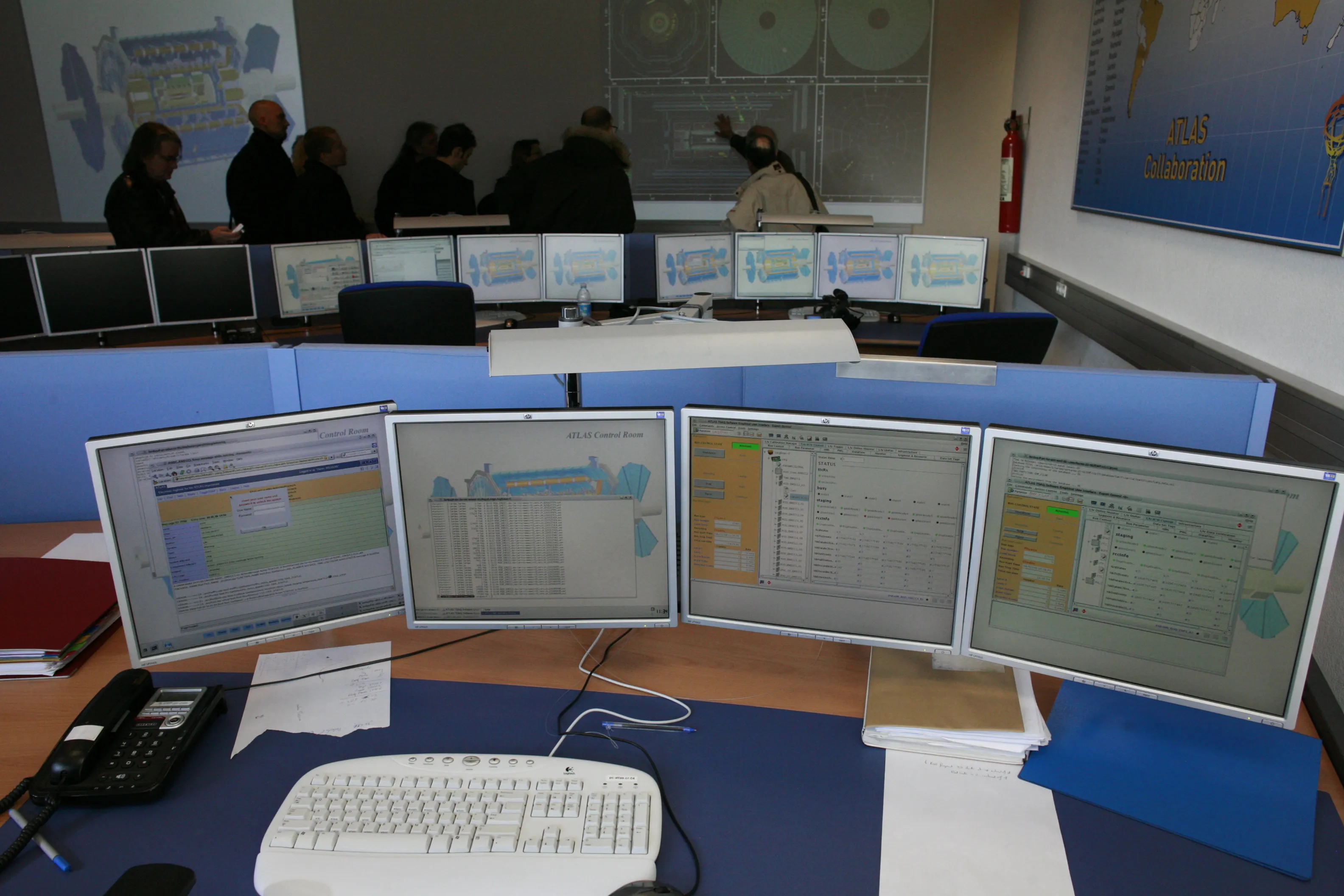 Control room with monitoring screens
